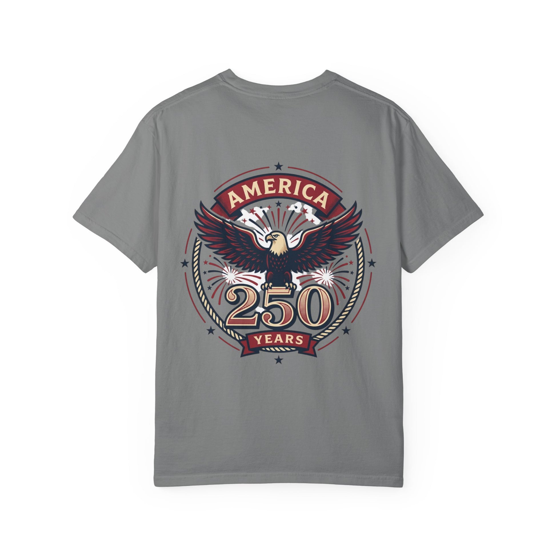 Dark gray T-shirt with back eagle '250 Years' crest graphic
