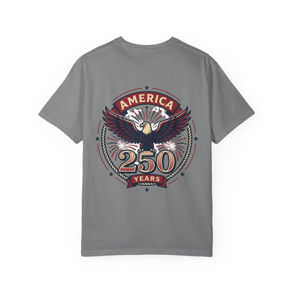 Dark gray T-shirt with back eagle '250 Years' crest graphic