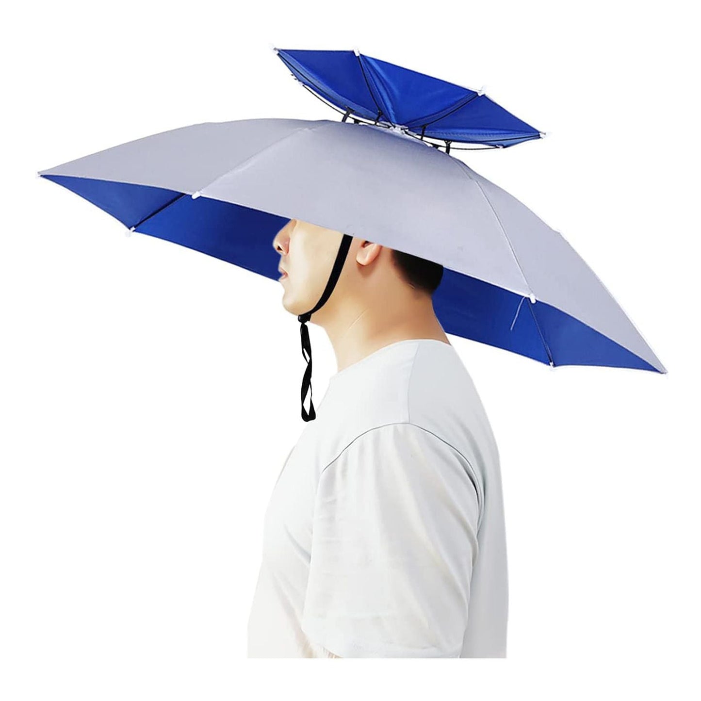 35 Inch Hands Free Foldable Anti UV Adjustable Umbrella Cap Suitable For Fishing Golf Camping Beach Gardening Sun Shade Outdoor - Renee Lane Company