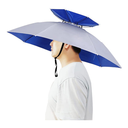 35 Inch Hands Free Foldable Anti UV Adjustable Umbrella Cap Suitable For Fishing Golf Camping Beach Gardening Sun Shade Outdoor - Renee Lane Company