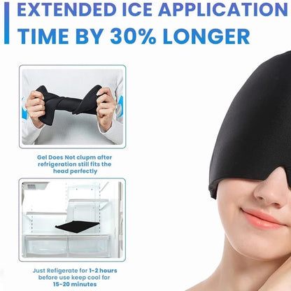 360° Migraine Relief Gel Hat - Hot Cold Therapy Pain Mask for Instant Relief & Pressure Release with Eye Masks Included - Renee Lane Company