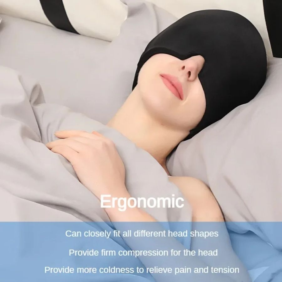 360° Migraine Relief Gel Hat - Hot Cold Therapy Pain Mask for Instant Relief & Pressure Release with Eye Masks Included - Renee Lane Company