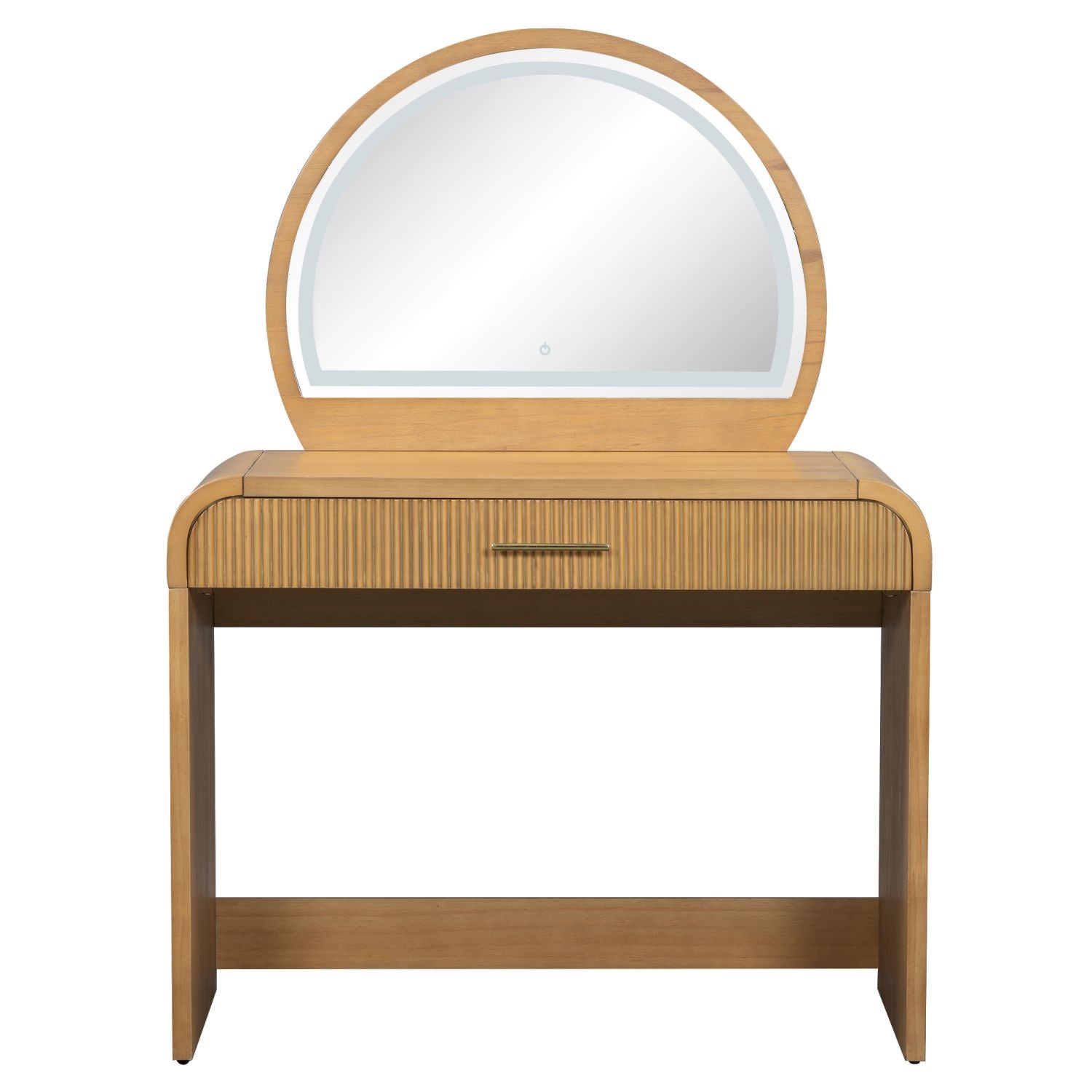 39" Makeup Vanity Table with Mirror Touch Screen Lighted Mirror, Dressing Table with Drawer for Bedroom, Natural - Renee Lane Company