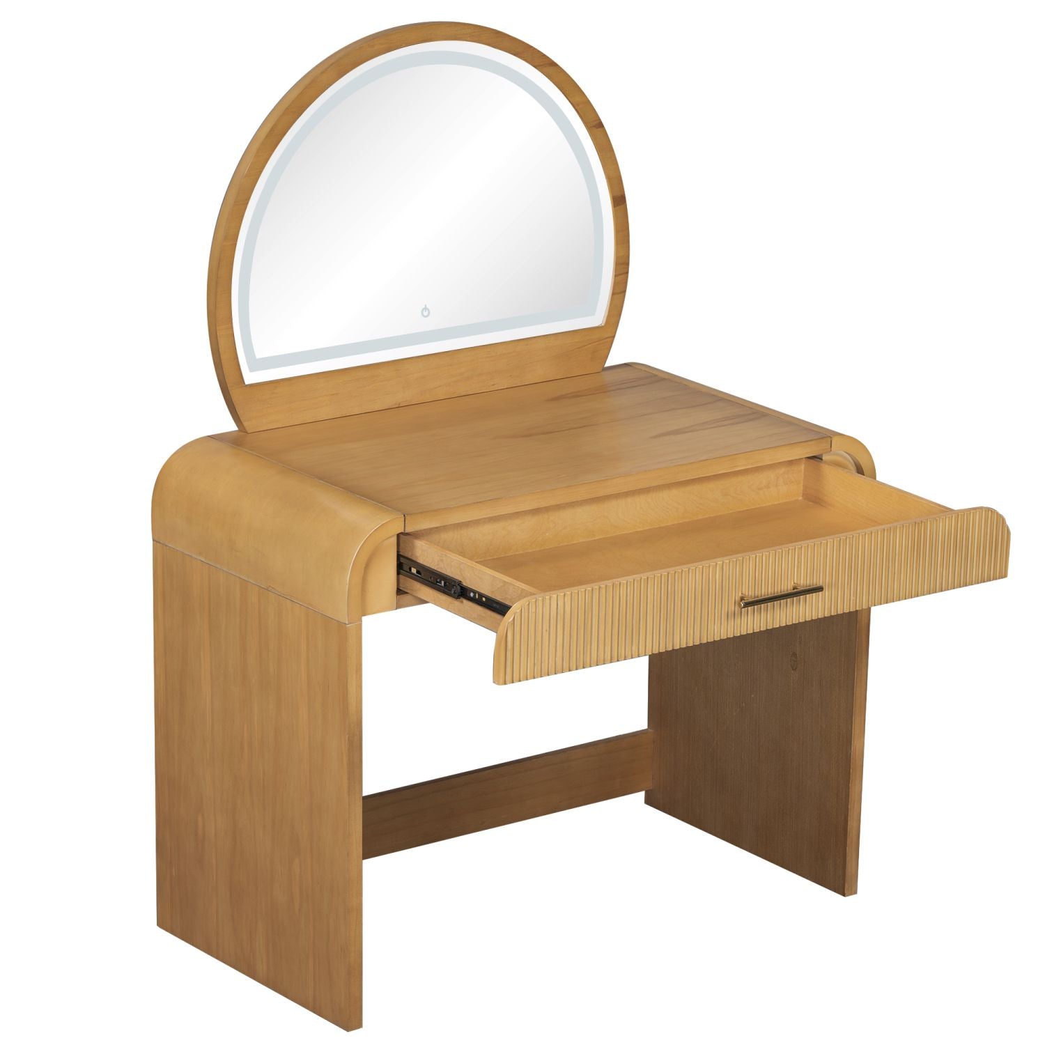 39" Makeup Vanity Table with Mirror Touch Screen Lighted Mirror, Dressing Table with Drawer for Bedroom, Natural - Renee Lane Company