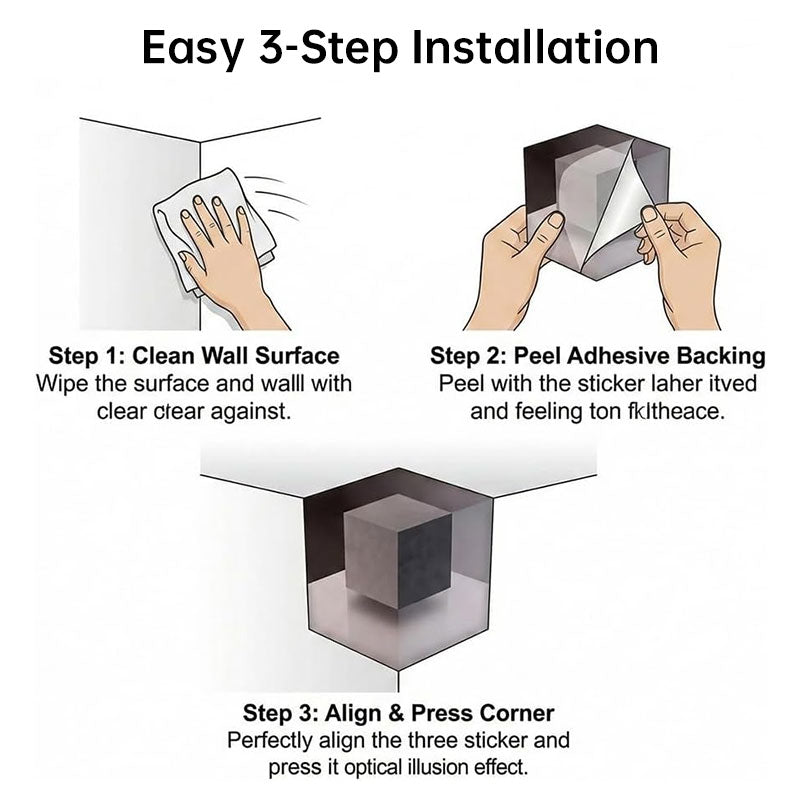3D Creative Wall Stickers - Reality-Remodeling Illusion Art for Impossible Corners, Home & Wall Decor - Renee Lane Company