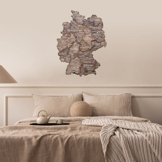 3D Germany Wooden Map Dark Walnut - Renee Lane Company