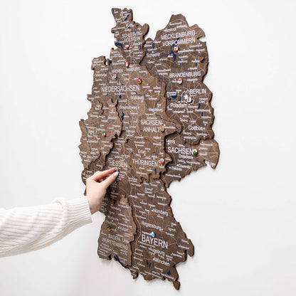 3D Germany Wooden Map Dark Walnut - Renee Lane Company