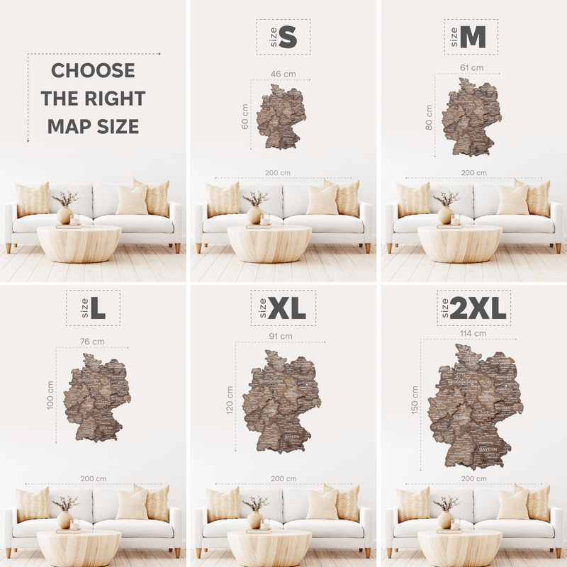 3D Germany Wooden Map Dark Walnut - Renee Lane Company