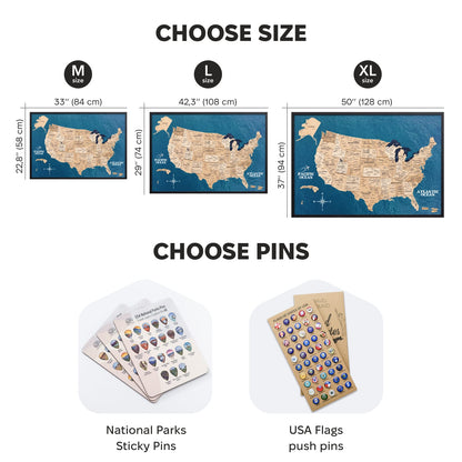 3D Wooden USA Map on Board Gold - Renee Lane Company