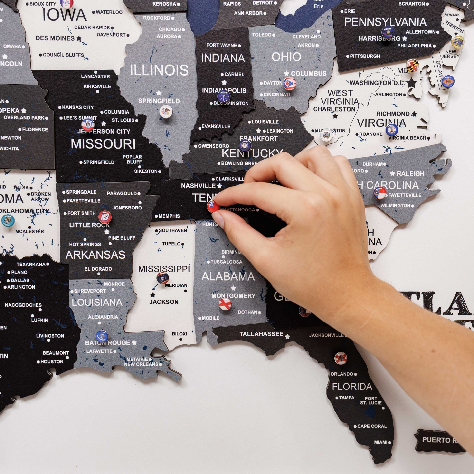 3D Wooden USA Map on Board Nordik - Renee Lane Company