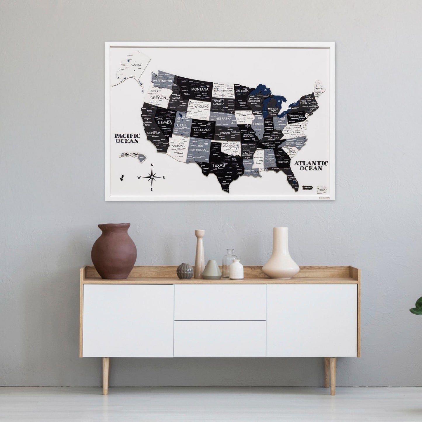 3D Wooden USA Map on Board Nordik - Renee Lane Company