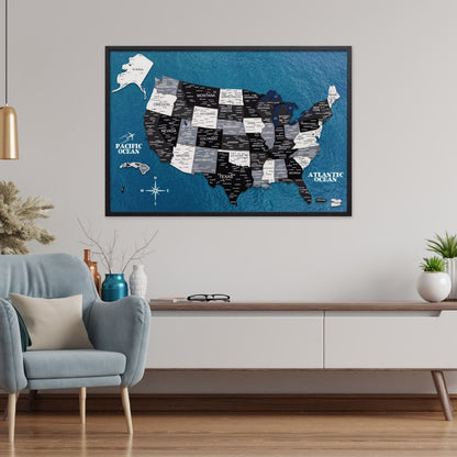 3D Wooden USA Map on Board Nordik - Renee Lane Company