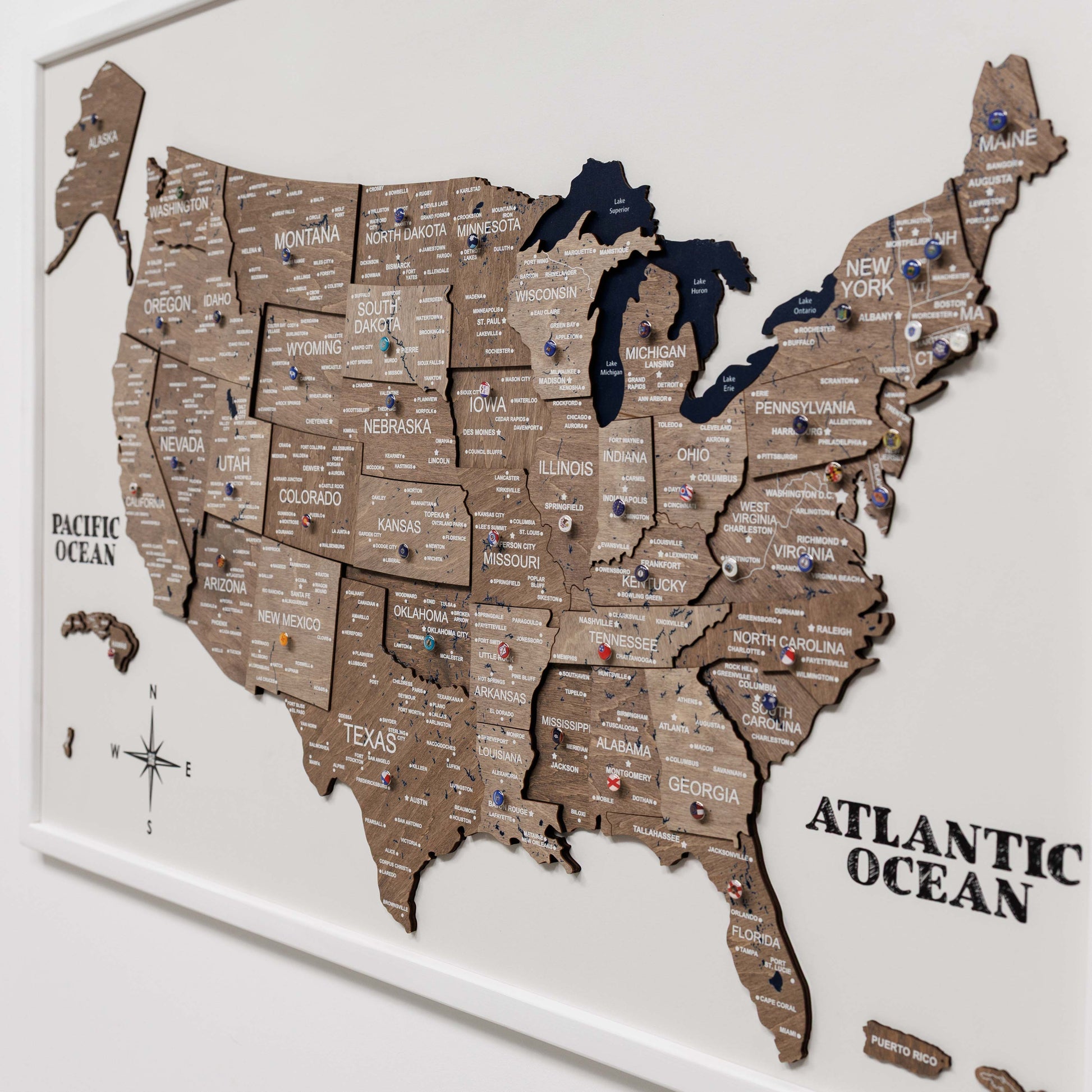 3D Wooden USA Map on Board - Terra - Renee Lane Company