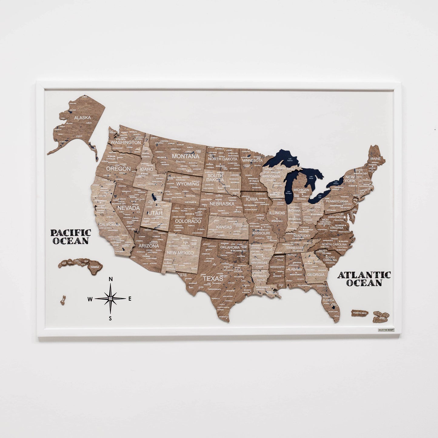 3D Wooden USA Map on Board - Terra - Renee Lane Company