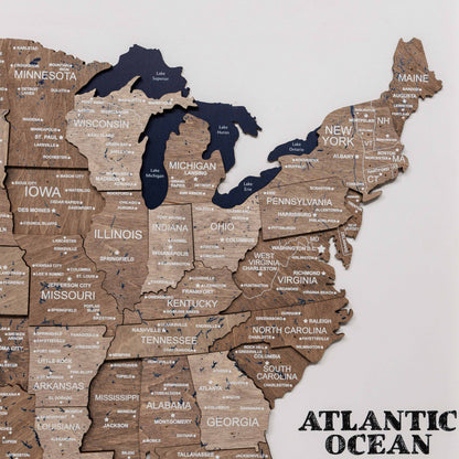3D Wooden USA Map on Board - Terra - Renee Lane Company