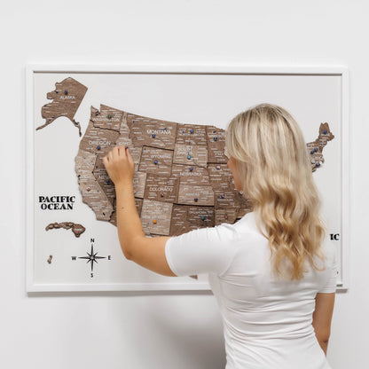 3D Wooden USA Map on Board - Terra - Renee Lane Company