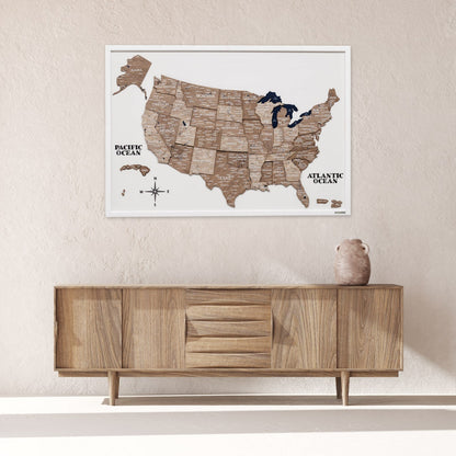 3D Wooden USA Map on Board - Terra - Renee Lane Company