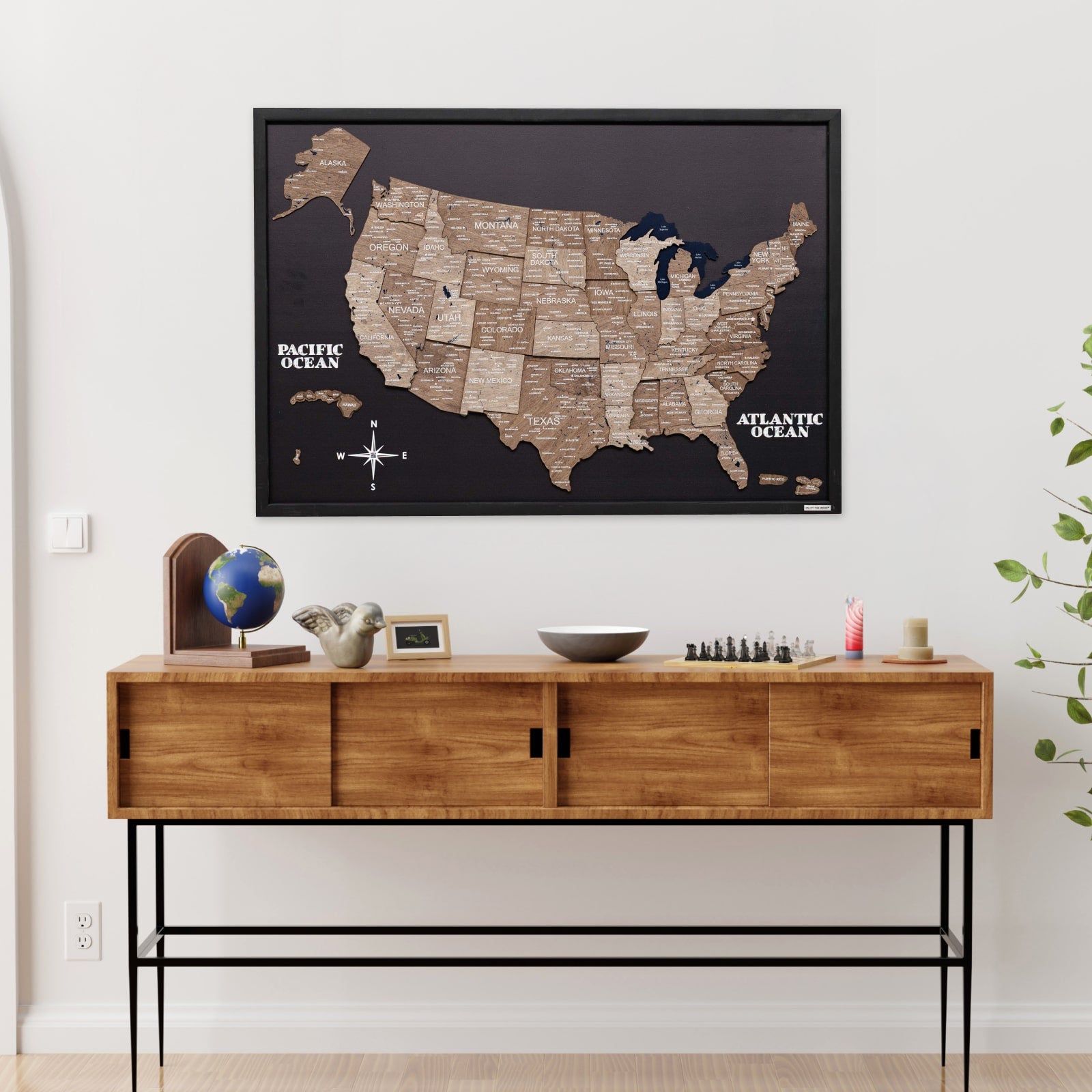 3D Wooden USA Map on Board - Terra - Renee Lane Company