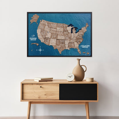 3D Wooden USA Map on Board - Terra - Renee Lane Company