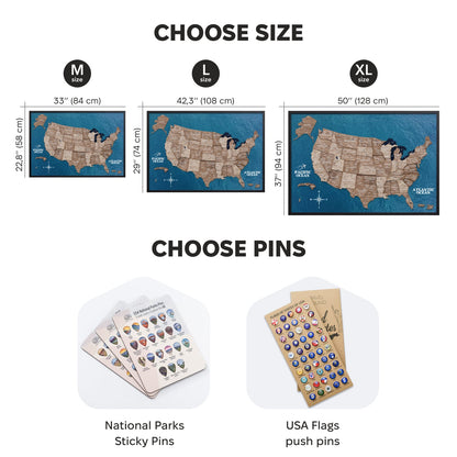 3D Wooden USA Map on Board - Terra - Renee Lane Company