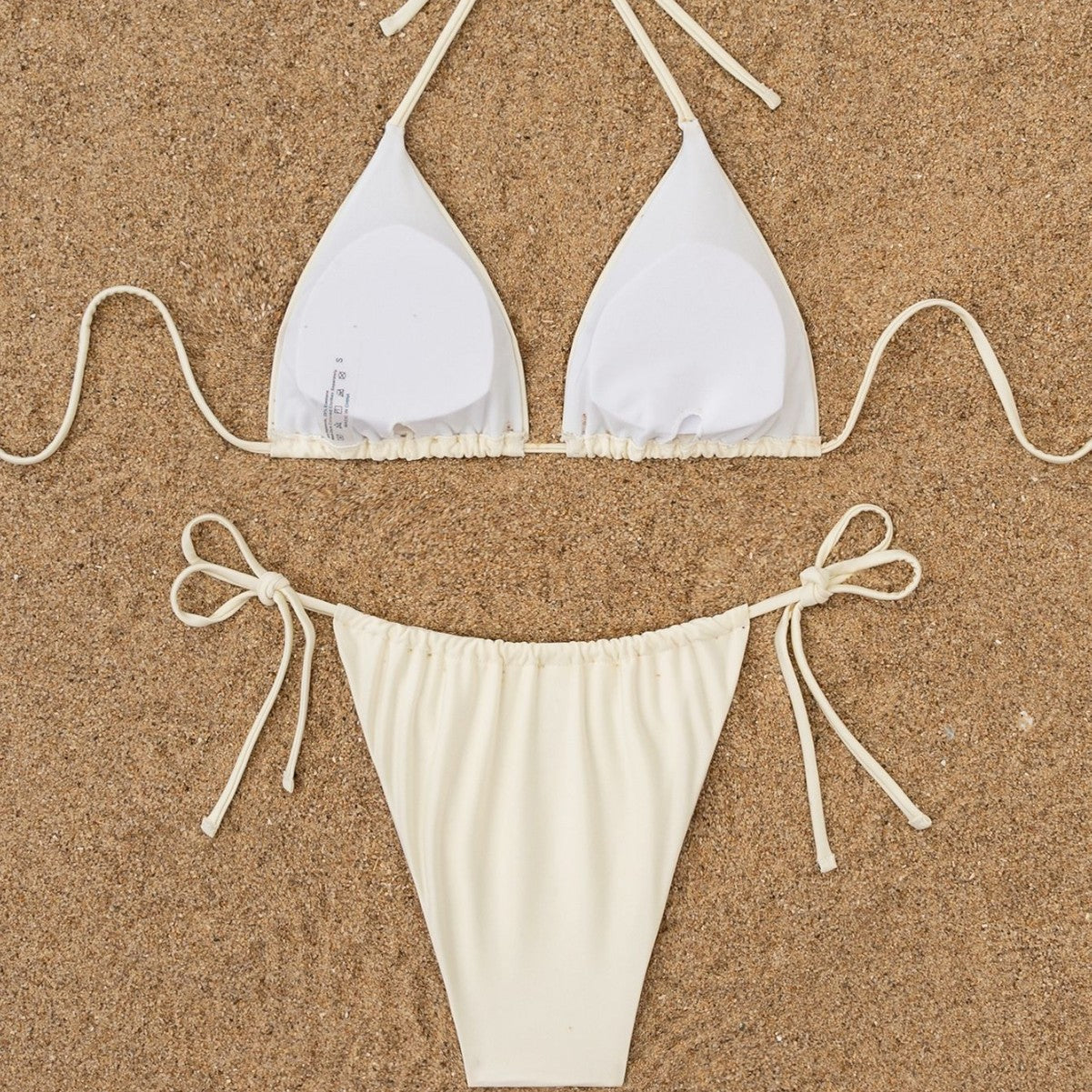 3D design women's two-piece sexy swimsuit set, tie-up bikini, solid color swimwear bikini - Renee Lane Company