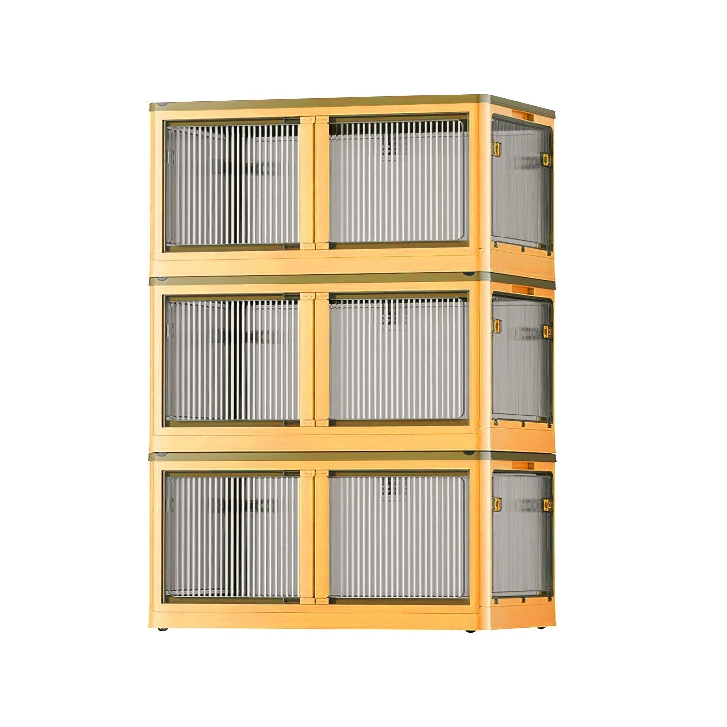 3Pcs Foldable Storage Bins with Lid 4 Doors Collapsible Stackable Closet Organizer Containers with Lock 4Pcs Wheels - Renee Lane Company