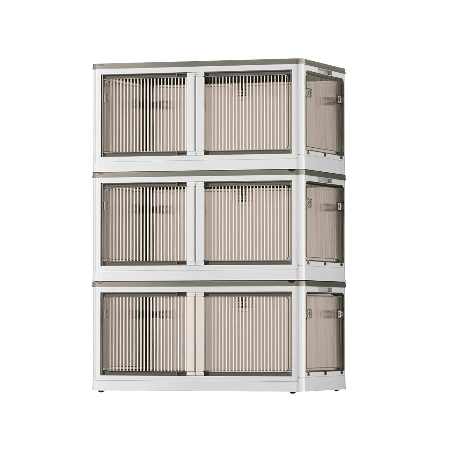 3Pcs Foldable Storage Bins with Lid 4 Doors Collapsible Stackable Closet Organizer Containers with Lock 4Pcs Wheels - Renee Lane Company