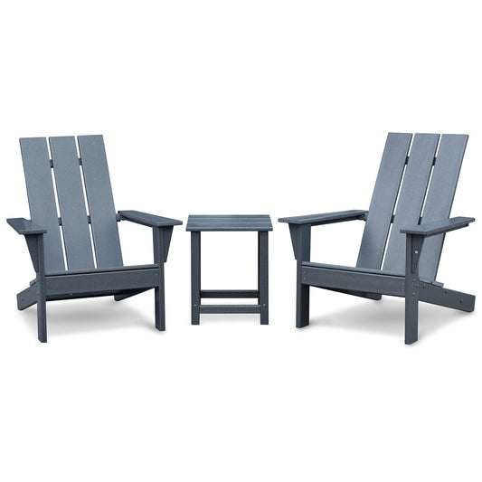 3Pcs Outdoor Adirondack Chairs,Patio Lawn Chairs with Side Table,for Deck Garden Backyard Balcony,Dark Grey - Renee Lane Company