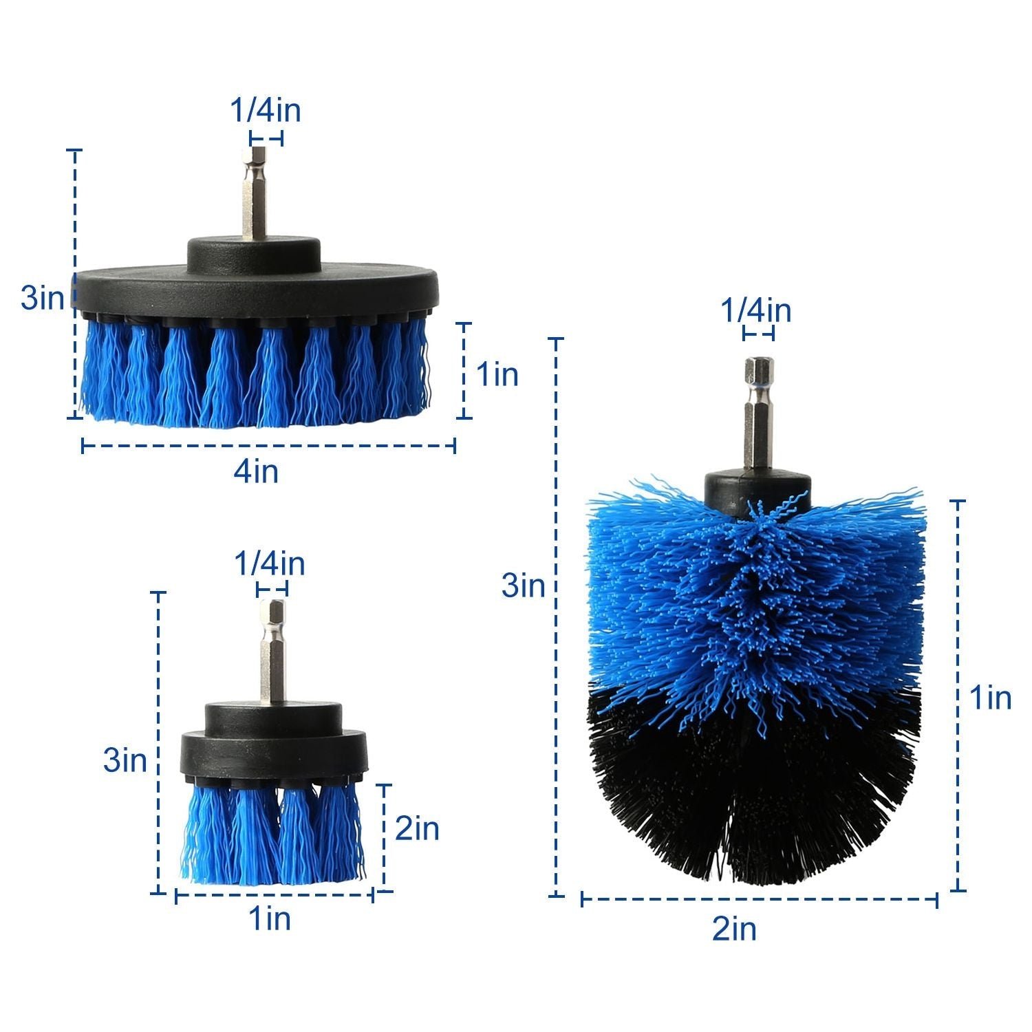 3Pcs/Set Drill Brush Power Scrubber Cleaning Brush for Car Carpet Wall Tile Tub Cleaner Combo - Renee Lane Company