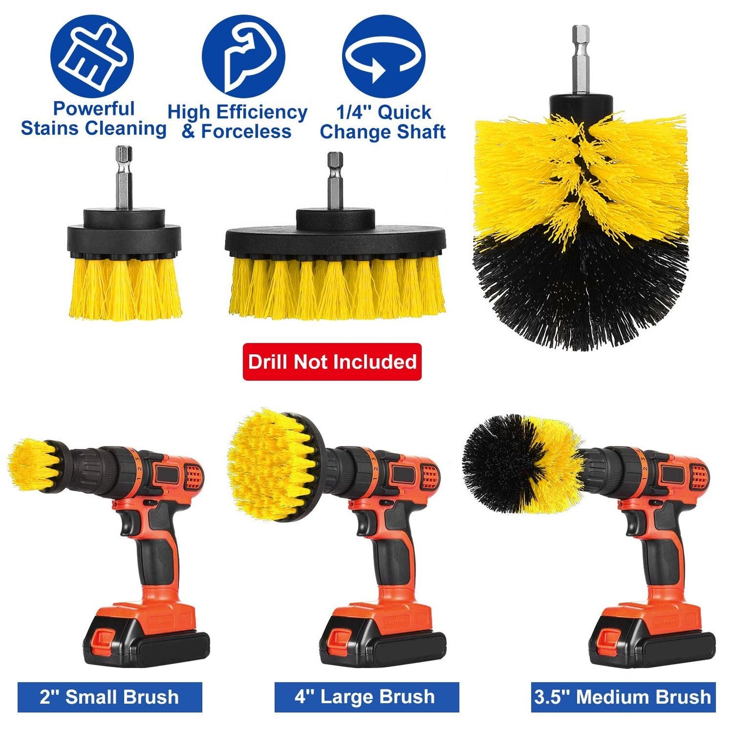 3Pcs/Set Drill Brush Power Scrubber Cleaning Brush for Car Carpet Wall Tile Tub Cleaner Combo - Renee Lane Company
