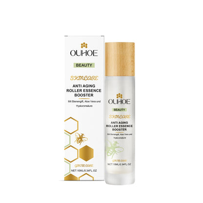 OUHOE night roll-on roller essence box and silver tube with wooden cap