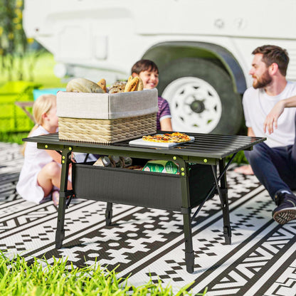3ft Aluminum Small Folding Table, Portable Camping Table with Storage Bag, Carry Bag for Outdoor Picnic BBQ, Black - Renee Lane Company