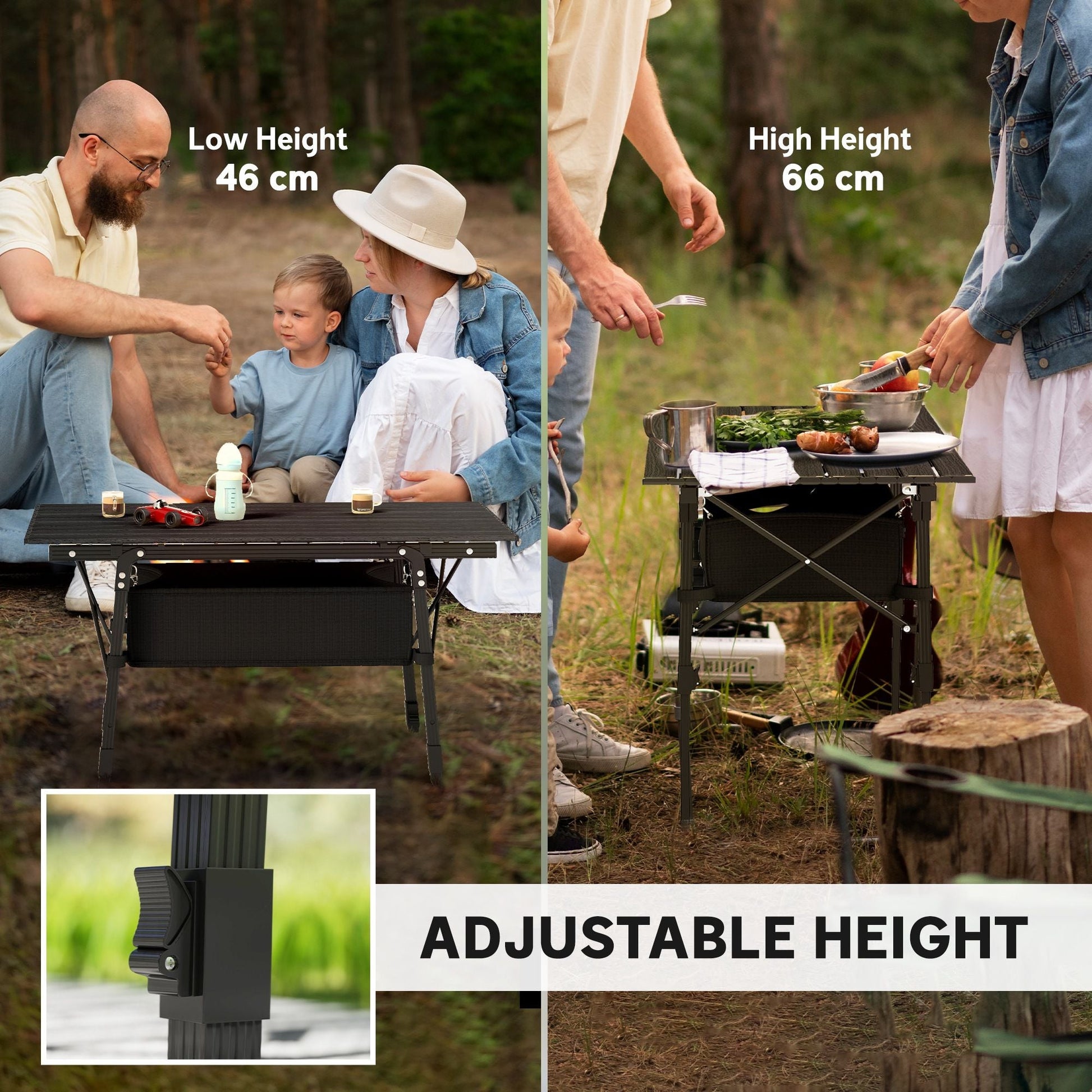3ft Aluminum Small Folding Table, Portable Camping Table with Storage Bag, Carry Bag for Outdoor Picnic BBQ, Black - Renee Lane Company