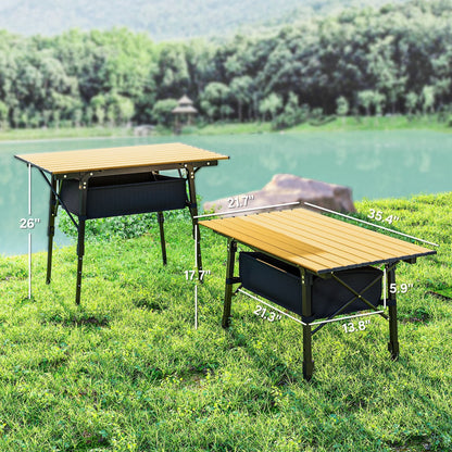 3ft Aluminum Small Folding Table, Portable Camping Table with Storage Bag, Carry Bag for Outdoor Picnic BBQ, Brown - Renee Lane Company