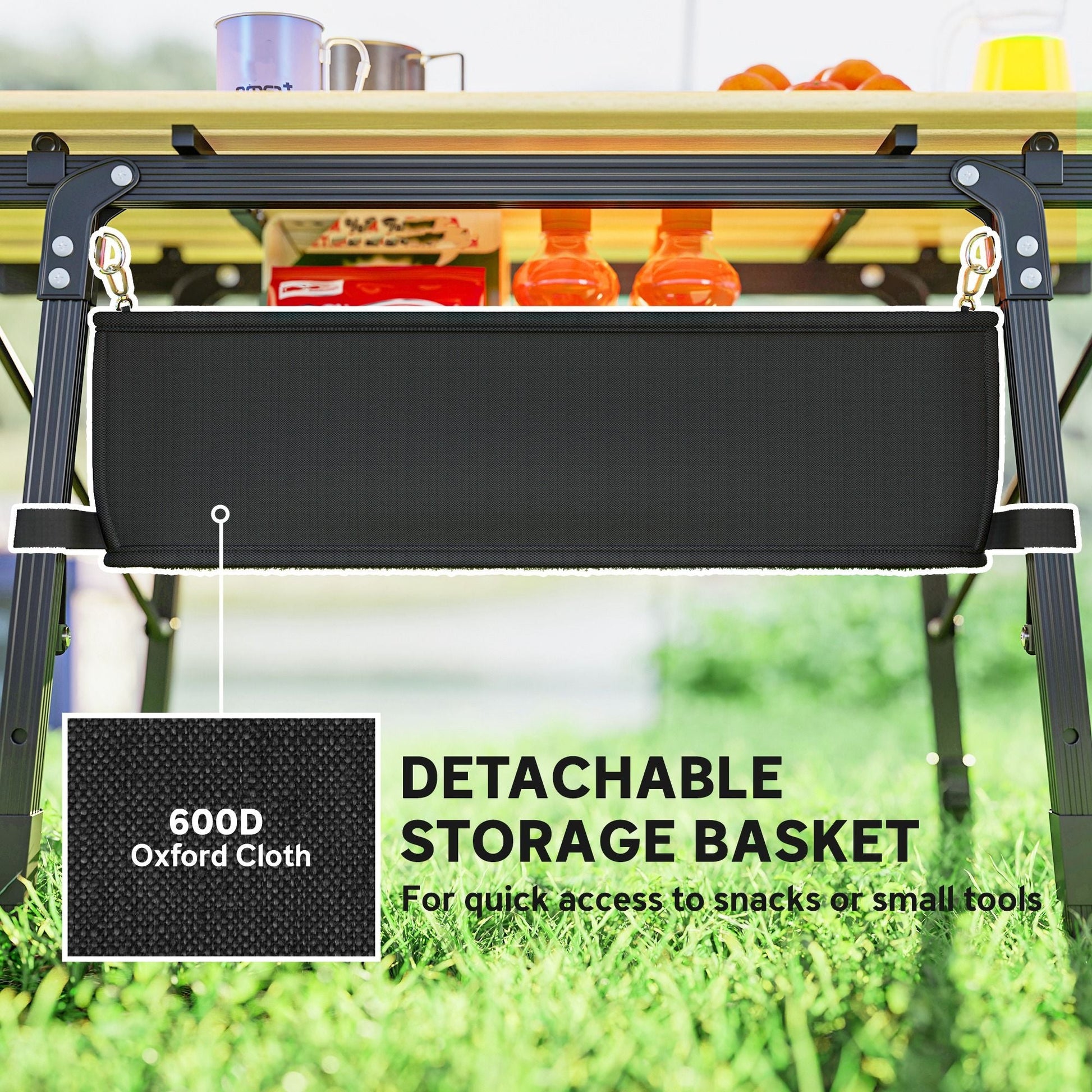 3ft Aluminum Small Folding Table, Portable Camping Table with Storage Bag, Carry Bag for Outdoor Picnic BBQ, Brown - Renee Lane Company