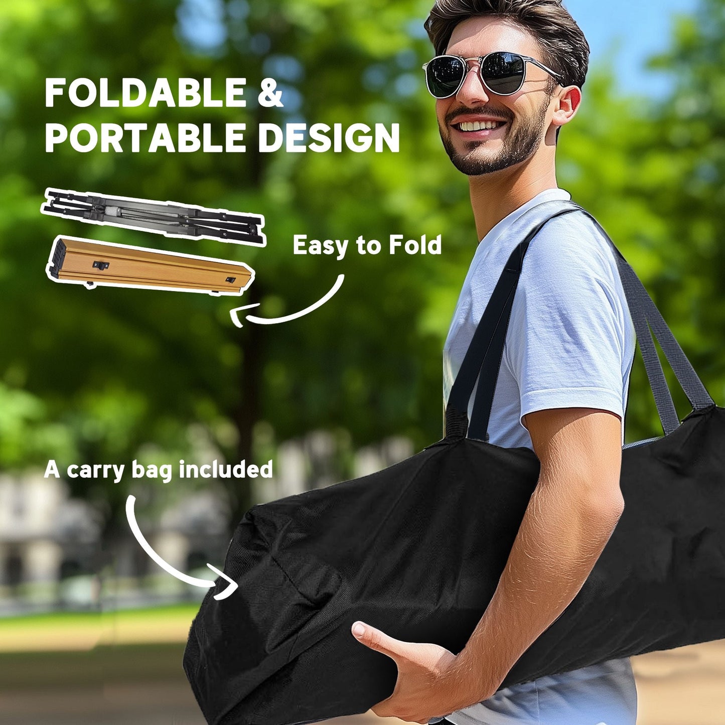 3ft Aluminum Small Folding Table, Portable Camping Table with Storage Bag, Carry Bag for Outdoor Picnic BBQ, Brown - Renee Lane Company