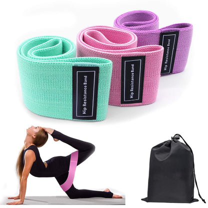 3pcs Resistance Bands For Legs And Butt; Home Yoga Exercise Workout Sports Fitness Accessories - Renee Lane Company