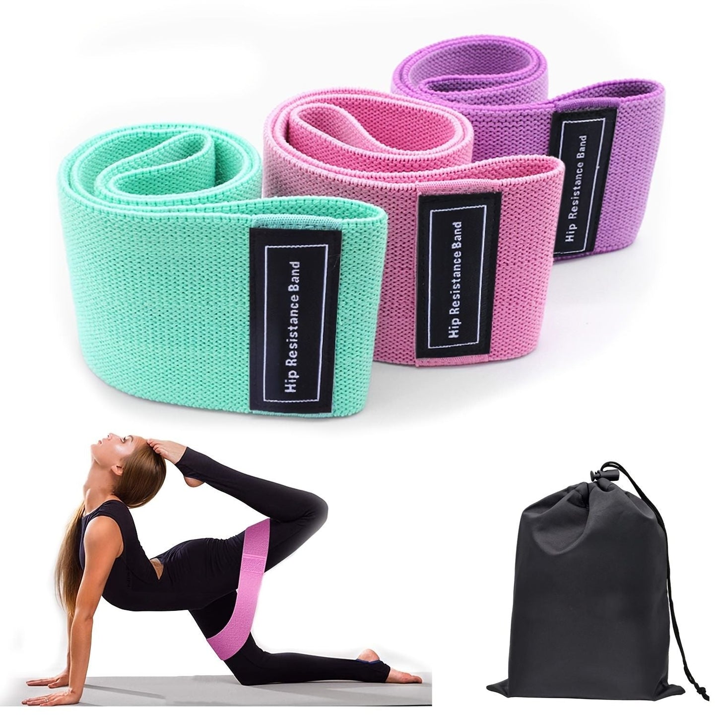 3pcs Resistance Bands For Legs And Butt; Home Yoga Exercise Workout Sports Fitness Accessories - Renee Lane Company