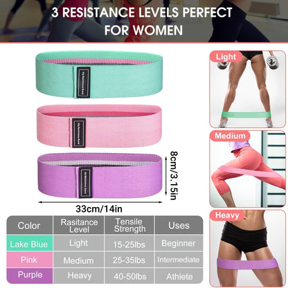 3pcs Resistance Bands For Legs And Butt; Home Yoga Exercise Workout Sports Fitness Accessories - Renee Lane Company