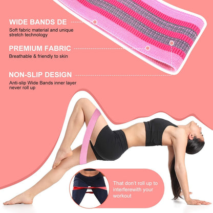 3pcs Resistance Bands For Legs And Butt; Home Yoga Exercise Workout Sports Fitness Accessories - Renee Lane Company