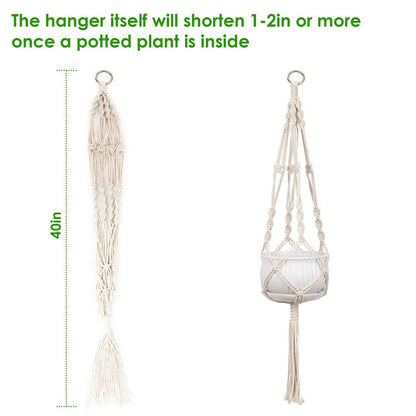 4 PCS Heavy Duty Hanging Plant Holder Natural Cotton Rope Planter Basket with Hanging Ring,Eco-Friendly Hanging Planter Basket Durable Cotton Rope Plant Hanger Space Saving for Indoor Outdoor Garden - Renee Lane Company