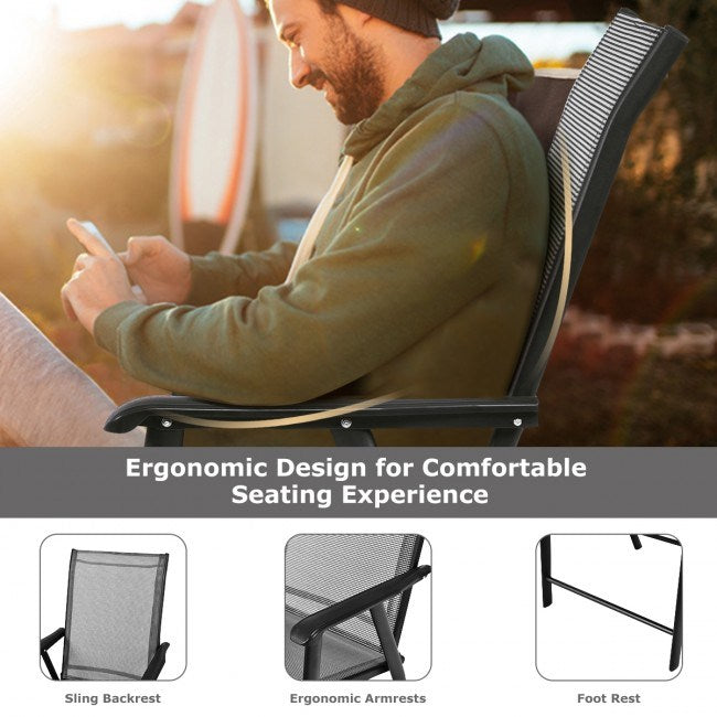 4-Pack Patio Folding Chairs Portable for Outdoor Camping - Renee Lane Company