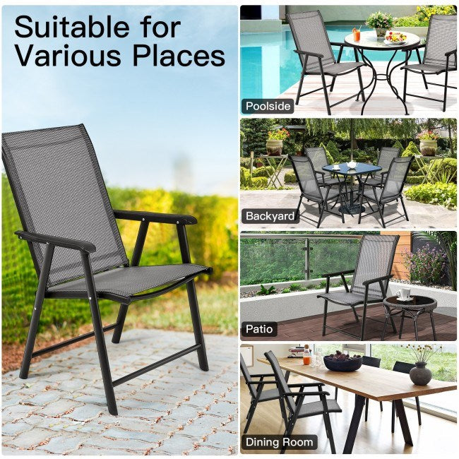 4-Pack Patio Folding Chairs Portable for Outdoor Camping - Renee Lane Company