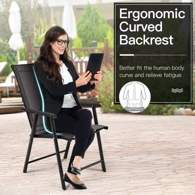 4-Pack Patio Folding Chairs Portable for Outdoor Camping - Renee Lane Company