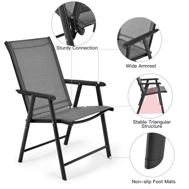 4-Pack Patio Folding Chairs Portable for Outdoor Camping - Renee Lane Company