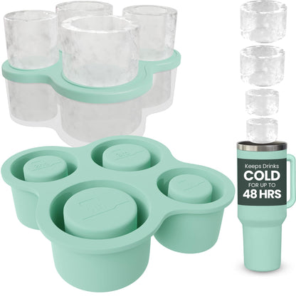 4-Ring Silicone Ice Cube Tray for Stanley Cup with Lid and Metal Reusable Straws - Stanley Ice Mold - Stanley Cup Ice Mold - Stanley Cup Ice Cube Mold for 14-40 oz Tumbler Whiskey Cocktails Drinks - Renee Lane Company