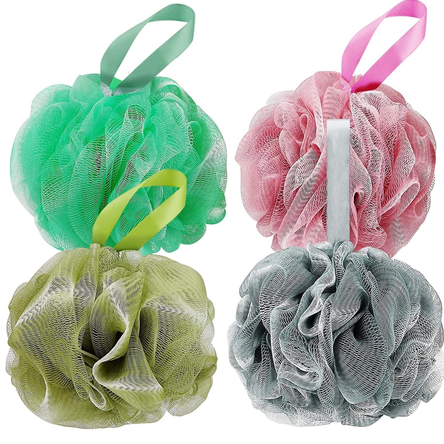 4 Set  Bath Shower Loofah Sponge 75g Bath Mesh Pouf Shower Ball Body Scrubber Exfoliating Bath Sponge for Women and Men; - Renee Lane Company