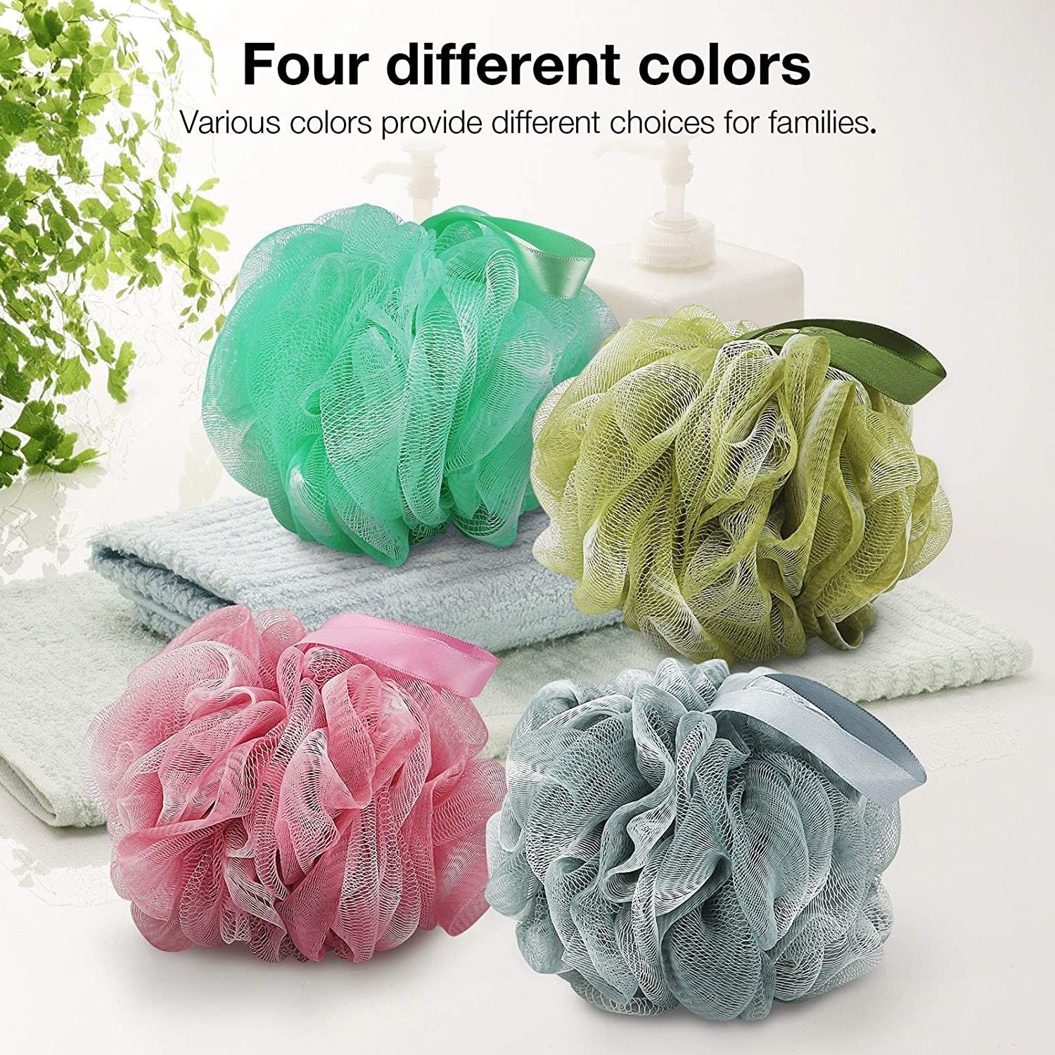 4 Set  Bath Shower Loofah Sponge 75g Bath Mesh Pouf Shower Ball Body Scrubber Exfoliating Bath Sponge for Women and Men; - Renee Lane Company