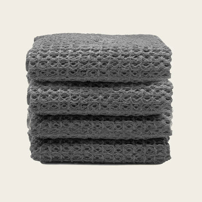 Sedona cotton waffle towels, charcoal folded stack