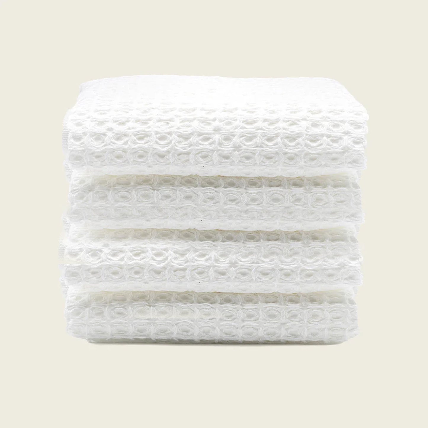 Sedona cotton waffle towels, white folded towel stack